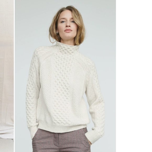 Vince | Mixed Cable Wool & Cashmere Blend Sweater In Off White/Marzipan Sz. XS - Picture 1 of 9